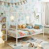Polibi 3-in-1 Convertible Montessori Metal Floor Bed with Fence Guardrails and Canopy Frame - 2 of 4