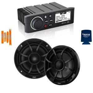 Fusion MS-RA70N Marine AM/FM/BT/NEMA2000 Stereo with 1 Pair Wet Sounds RECON 6-BG High Output 6.5" Marine Coaxial Speakers, Black Grill - 1 of 4