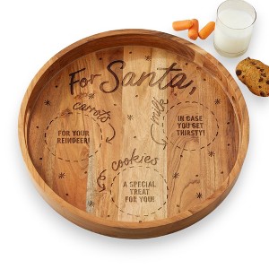 Personalization Mall Cookies For Santa Engraved Acacia Wood Serving Tray - 1 of 4