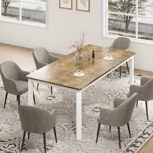 TROPOW 71 Inch Industrial Dining Table for 6-8 People, Wooden Rectangle Long Dinner Kitchen Table with Metal Legs, Round Corners, Writing Office Desk - 1 of 4