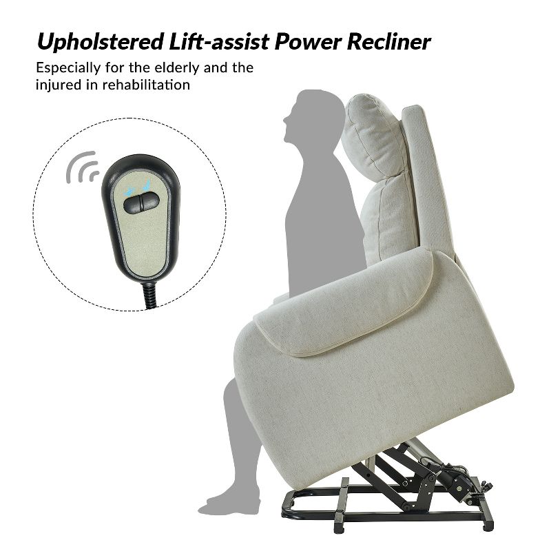 Set of 2 Miriam Upholstered Lift Assist Power Recliner Chair for Elderly | Artful Living Design, 5 of 11