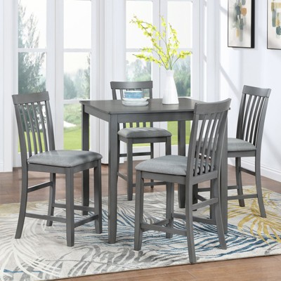 NicBex 34.5" Dining Table Set for 4 Counter Height Square Wooden Dining Table with 4 Chairs for Kitchen