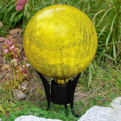 10-Inch Yellow Crackle Glass Gazing Globe