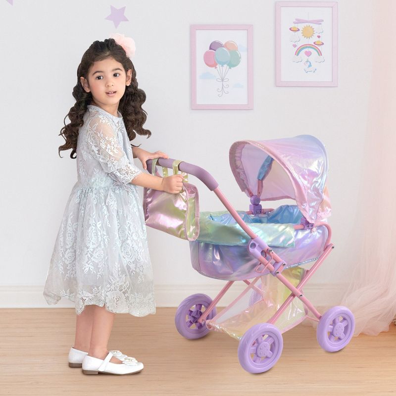Olivia's Little World Baby Doll Stroller Buggy Pram Iridescent Color OL-00017, 3 of 14