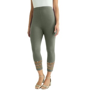 Jessica London Women's Plus Size Everyday Stretch Cotton Capri Legging - 1 of 4
