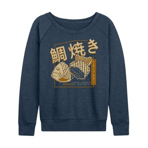 Women's - Instant Message - Taiyaki Lightweight French Terry Wide Neck Long Sleeve Graphic Shirt - 1 of 4