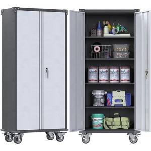 SUXXAN 72" H Metal Garage Storage Cabinet with Wheels and 4 Adjustable Shelves for Garage Home Office Utility Room,Required Assembly - 1 of 4