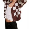 Women's Bold Gingham Sweater Weaved Crop Cardigan - Listicle - 2 of 3