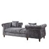 81-inch Chenille Face-to-Face Chaise Lounge with Two Pillows, Nailhead Trim, Button Tufted Design, and Rolled Arms for Lounge, Living Room, and Office - 3 of 4