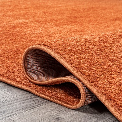 Haze Solid Orange Low-Pile Synthetic Runner Rug