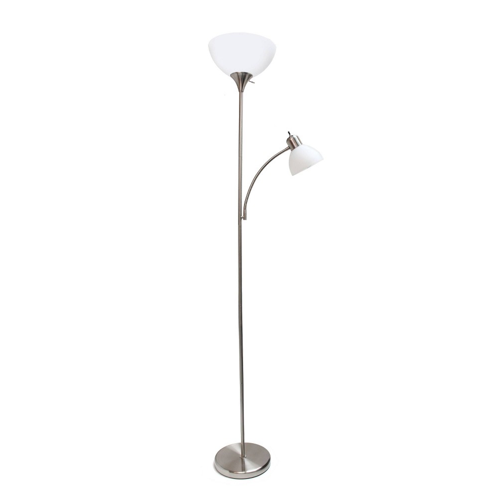 Photos - Floodlight / Garden Lamps Floor Lamp with Reading Light Metallic Silver - Simple Designs