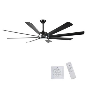 YUHAO Indoor Modern and Contemporary Black Ceiling Fan with Light ,Reversible DC Motor and Remote Control - 1 of 4