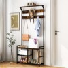 Tangkula 3-in-1 entryway coat rack vintage industrial hall tree storage shelf with storage bench and coat rack entryway bench - 2 of 4