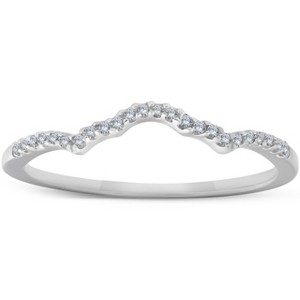 Pompeii3 1/8 Ct Diamond Contoured Womens Wedding Anniversary Ring 14k White Gold Band - 1 of 4