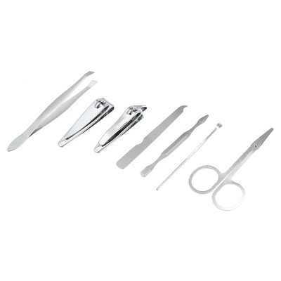 Unique Bargains Personal Care Stainless Steel Nail Clipper Cleaner Cuticle Grooming Kit Manicure Set 6 in 1