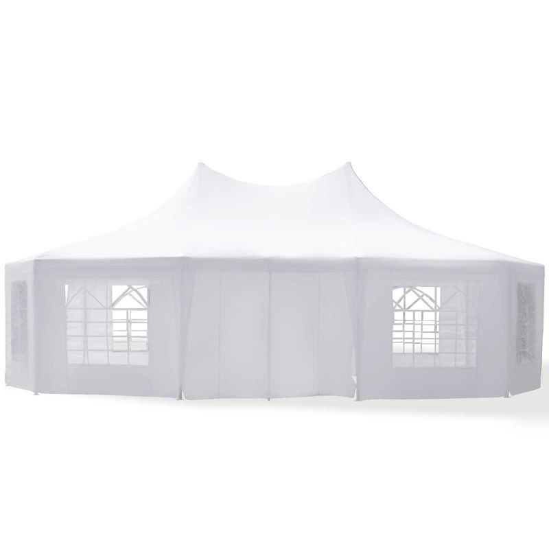 Outsunny Canopy Party Event Tent with 2 Pull-Back Doors, Column-Less Event Space, & Cathedral Windows, White, 5 of 11