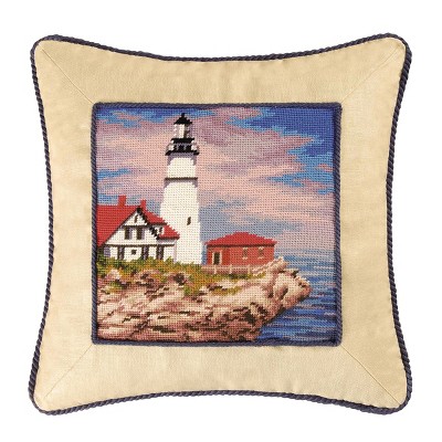 C&F Home 16" x 16" Lighthouse Needlepoint Pillow