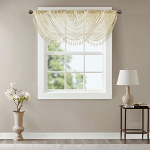 38"x46" Clarissa Diamond Sheer Embroidered Waterfall Valance - 1 of 4
