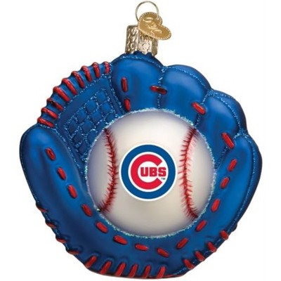 Old World Christmas Blown Glass Ornament for Christmas Tree, Chicago Cubs Baseball Mitt (with OWC Gift Box)