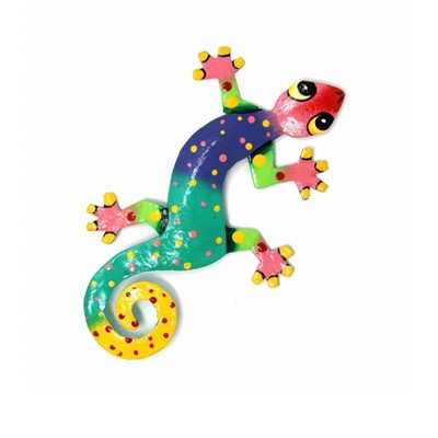 Global Crafts Eight Inch Painted Gecko Recycled Haitian Metal Wall Art ...