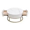 Lirago 32" Faux Marble Modern Round Coffee Table with Drawers Storage Living Room Table - 4 of 4