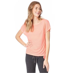 Aeropostale Womens Striped Cocoon Embellished T-Shirt, Orange, Medium - 1 of 3