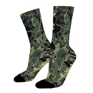 Camouflage Dino Pattern Women Printed Crew Socks Funny Funky Socks Soft Polyester Novelty Gifts for Artists Men - 1 of 1
