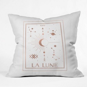 16"x16" Emanuela Carratoni La Lune or The Moon Throw Pillow White - Deny Designs: Indoor Polyester, Zipper Closure - 1 of 4