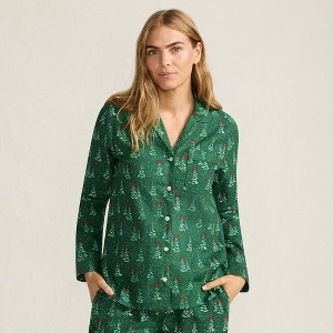 Lands' End Women's Long Sleeve Print Flannel Pajama Top - 1 of 4