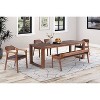 Boraam 6pc Rasmus Extendable Dining Table Set Chestnut Wire-Brush: Modern Style, Faux Leather Bench & Chairs - 2 of 4