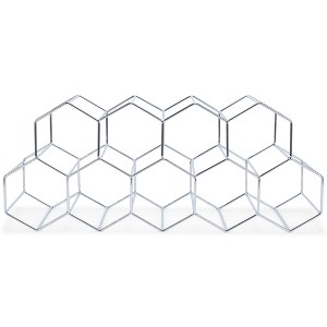 Nat & Jules Honeycomb Silver Tone Iron Metal Tabletop Wine Rack - Holds 9 Bottles - 1 of 4
