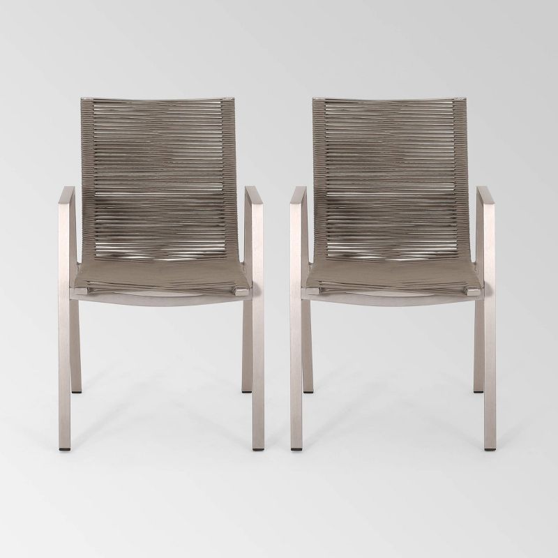 Deloris 2pk Aluminium Dining Chairs - Christopher Knight Home, 1 of 7