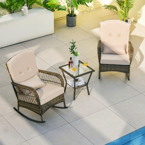 Patio wicker 2024 rocking bistro set