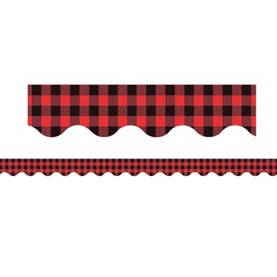 Teacher Created Resources Red and Black Gingham Scalloped Border Trim, 35 Feet (Pack of 6)