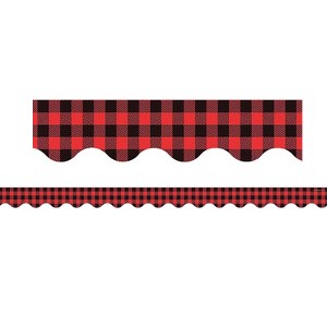 Teacher Created Resources Red and Black Gingham Scalloped Border Trim, 35 Feet (Pack of 6) - 1 of 1