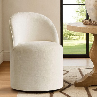 Modern Barrel Upholstered Dining Chair with Wheels Round Dining Room Chair Chenille Dining Chair for Kitchen,Dining Room -Tanpinhause
