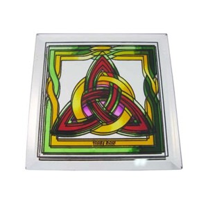 Slickblue Irish Stained Glass Coaster, Hand-Painted Design, Table Decor, Assorted Designs, 3.93" Square - 1 of 3