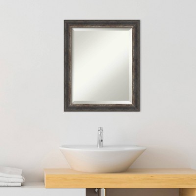 Rustic Charcoal Wood Framed Rectangular Bathroom Vanity Mirror