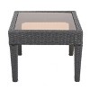 CAVINAS Modern Antibes Wicker Outdoor Patio End Table with Glass Top,Waterproof Weather Resistant Side Table for Patio,Garden,Balcony - 4 of 4
