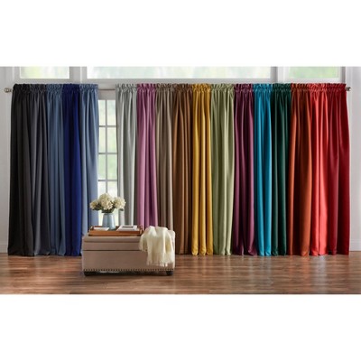 Pewter Room-Darkening Polyester Rod Pocket Curtain Panel