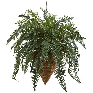 Nearly Natural 33-in Giant River Fern with Cone Hanging Basket - 1 of 1