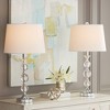 360 Lighting Solange 25" High Modern Glam Luxury Table Lamps Set of 2 Silver Finish Stacked Crystal White Shade Living Room Bedroom Bedside Nightstand - 2 of 4