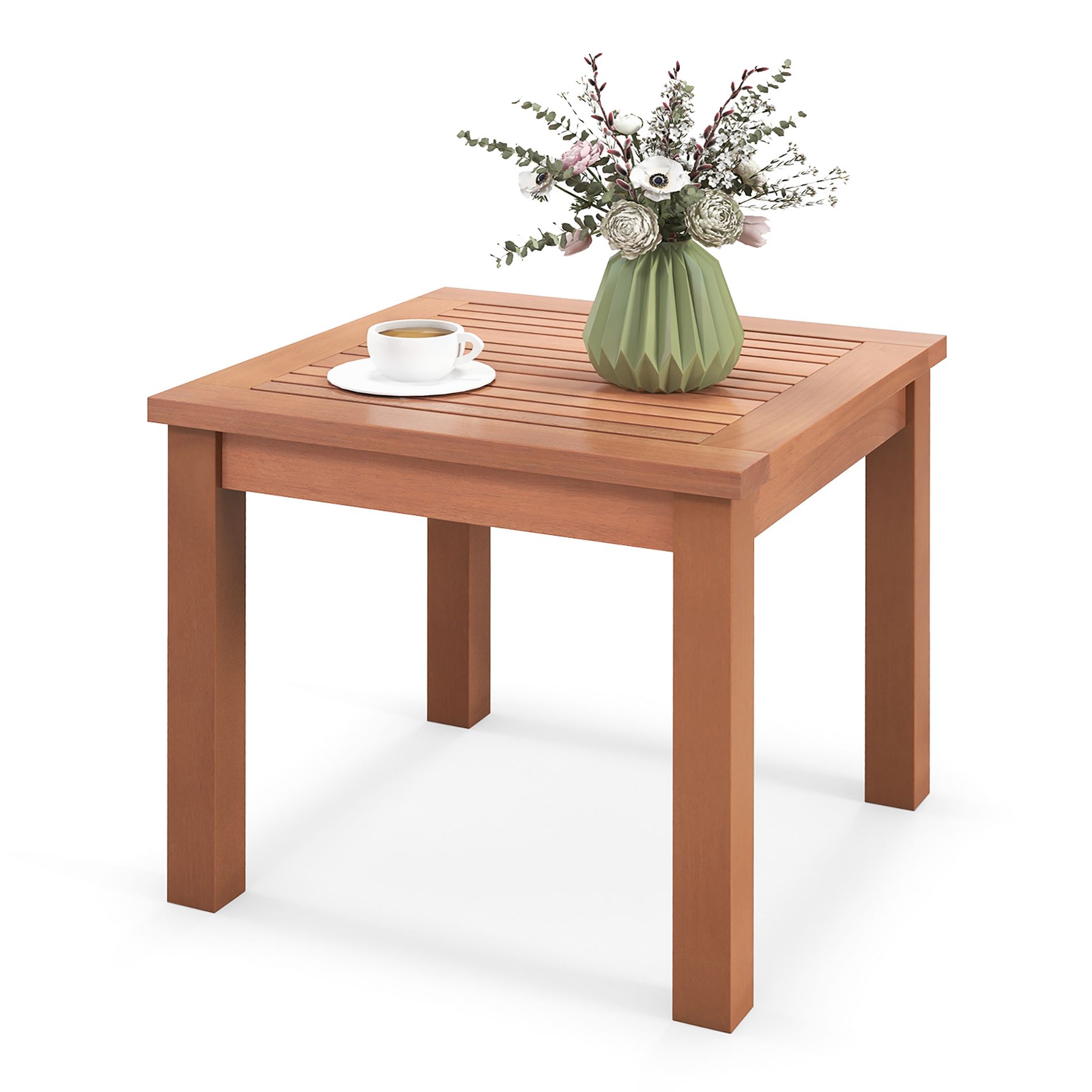 Tangkula Outdoor Adirondack Side Table 18" Square End Table w/ Slatted Tabletop