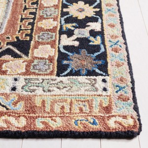 Aspen APN305 Handmade Tufted Area Rug - Black/Ivory - 7' X 7'  Square - Safavieh - 1 of 4