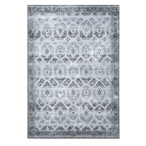 Wasshable Vintage Distressed Floral Print Living Room Bedroom Area Rug, Chenille Non Slip Floor Carpet for Dining Room Home Office - 1 of 4