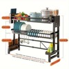 Racxily 2 Tier Countertop Dish Storage Drain Rack, Etractable Kitchen Sink Dish Rack, Kitchen Drainer Tableware Organizer Set - 3 of 4