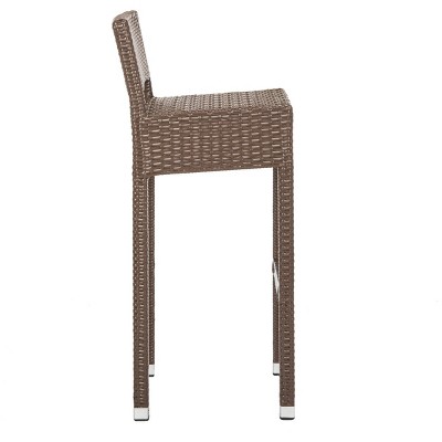 Landry Brown Rattan and Aluminum Bar Stool