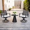 Modern Classic Outdoor Patio Cast Aluminum 2PCs Dining Swivel Rockers with Textured Ember Black Finish - 2 of 4