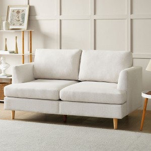 Gericco 65" Deep Seat Loveseat Sofa, Mid Century Modern Couches for Living Room, Small Couches for Small Spaces Couches with Wooden Legs - 1 of 4