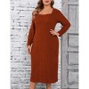 Women's Plus Size Sweater Dress Square Neck Long Sleeve Casual Fall Winter Tunic Knit Midi Dress - 3 of 4